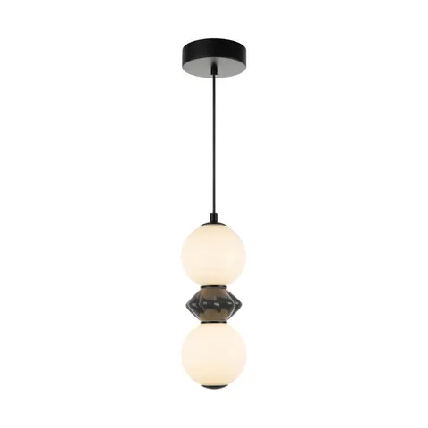 Lampa sufitowa BALOS 10W LED czarna biała kula opal ceramika Italux PND-94921-2A-BK