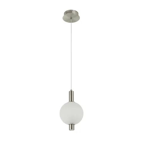 Lampa sufitowa LENTI 1x7W LED srebrna klosz biały wisząca Italux PND-83631-1-SC-WH