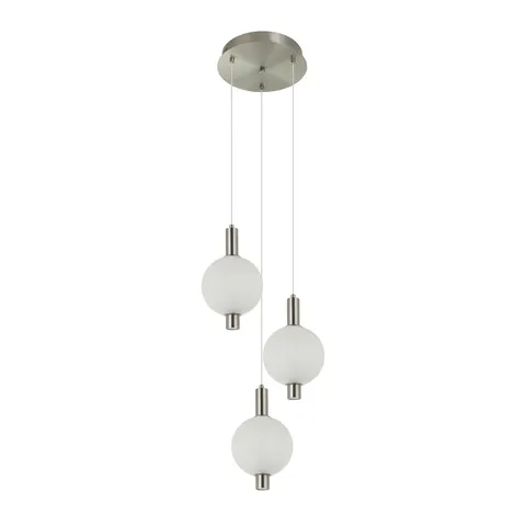 Lampa sufitowa LENTI 18W LED srebrna 3 klosze białe wisząca Italux PND-83631-3-SC-WH