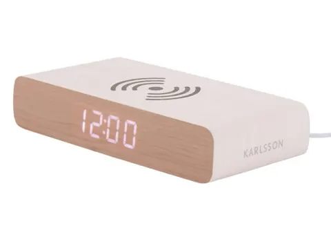 Budzik elektroniczny RETRO FLAT biały