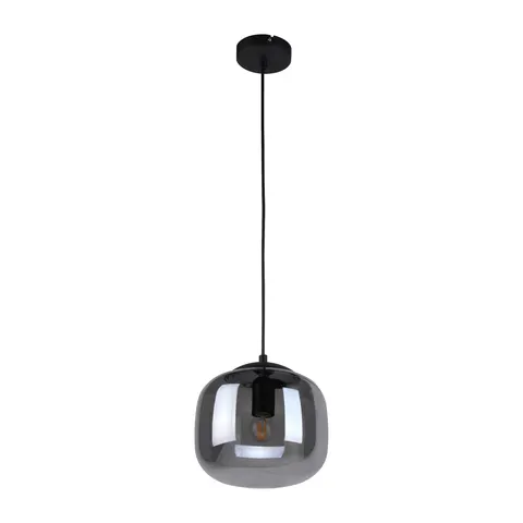 Lampa sufitowa CALTO 1xE27 czarna dymiony klosz Italux PND-67705-1-BK-SG