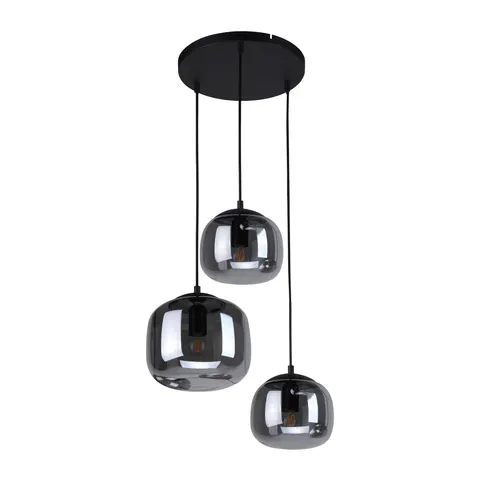 Lampa sufitowa CALTO 3xE27 czarna dymione klosze Italux PND-67705-3-BK-SG
