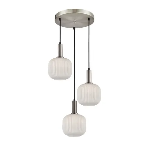 Lampa sufitowa PENZI 3xE27 srebrna białe żebrowane klosze Italux PND-31981-3S-SC-WH