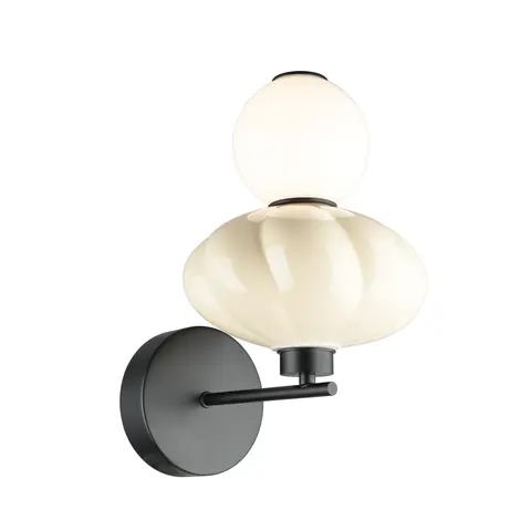 Kinkiet TORDI 8W LED 903Lm czarny biały klosz żółta ceramika Italux WL-94721-1A-YLL