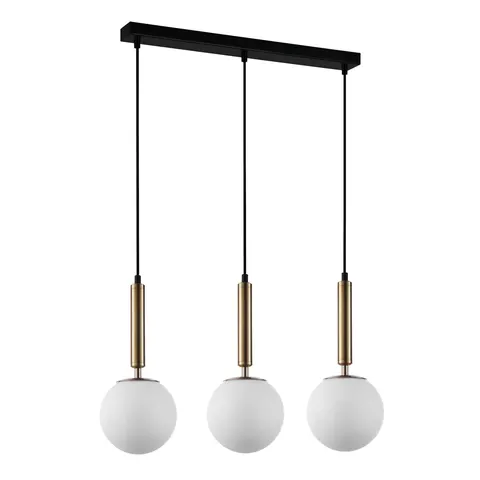 Lampa sufitowa RAVENA mosiądz 3xE27 białe klosze Italux PND-2324-3L GD+OPA