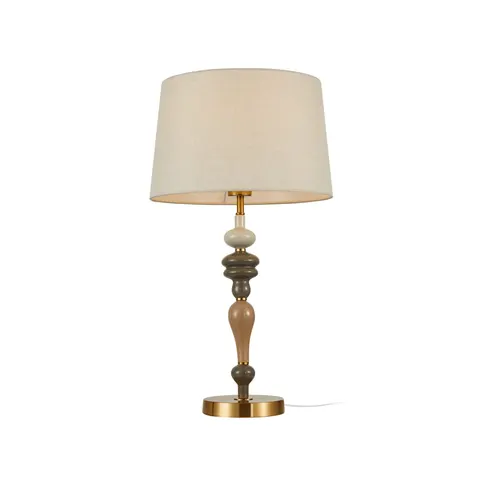 Lampka stołowa MOREN 1xE27 60cm brąz antyczny abażur tkanina Italux TB-84678-AB