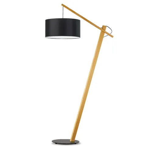 TORINO lampa podłogowa czarny abażur drewno