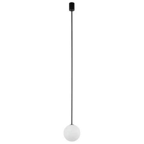 Lampa wisząca czarna rurka i biała szklana kula Nowodvorski 10310 Kier L G9 16cm x 140cm