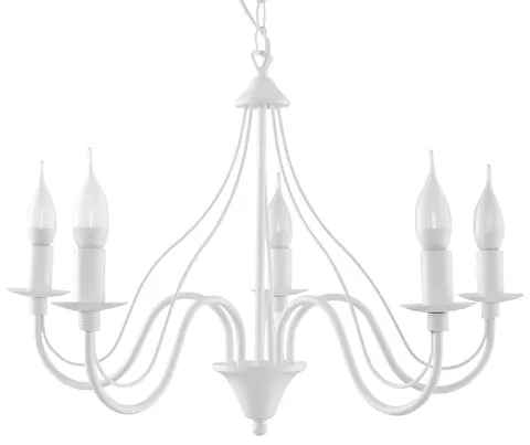 Biały metalowy klasyczny żyrandol świecowy Sollux Lighting SL.0214 Minerwa 5xE14