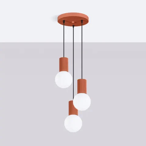 Lampa wisząca Halo 3P szklane kule design 3xG9 IP20 ochra czerwona