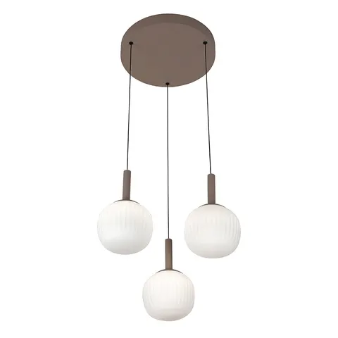 Lampa sufitowa MONTES 3x6W brązowa białe klosze CCT wisząca Italux PND-02217-3-BRO
