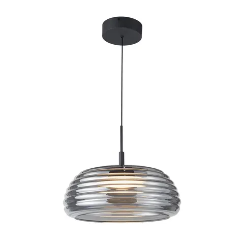 Lampa sufitowa LOCULI 20W LED czarna dymiony klosz 1200Lm ściemnialna 3000K Italux PND-24040-BK-SG
