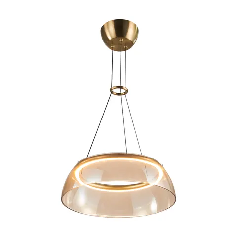 Lampa sufitowa TORPE złota 19W LED wisząca 1097 lm ściemnialna bursztynowy klosz Italux PND-24030-1-GD