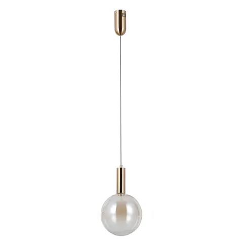 Lampa sufitowa STRELA 5W LED złota klosz bursztynowy Kula Fi20cm 455Lm 3000K Italux PND-34378-1M-HBR
