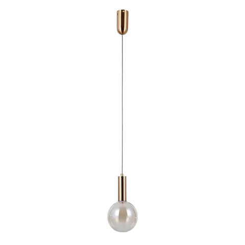Lampa sufitowa STRELA 5W LED złota klosz bursztynowy Kula Fi15cm 459Lm 3000K Italux PND-34378-1S-HBR