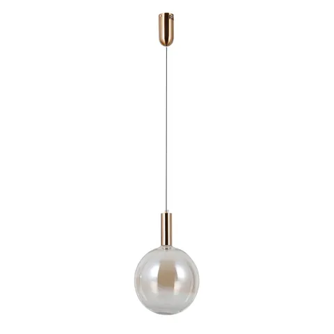 Lampa sufitowa STRELA 5W LED złota klosz bursztynowy Kula 456Lm 3000K Italux PND-34378-1L-HBR