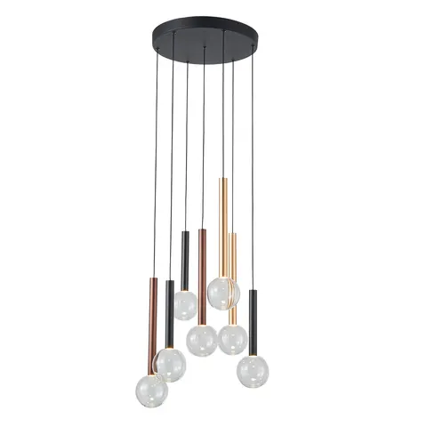 Lampa sufitowa ALINOS 28W LED 12 Tub złote czarne 2205Lm 3000K Italux PND-24019-7A-BK