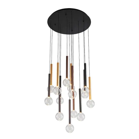 Lampa sufitowa ALINOS 58W LED 12 Tub złote czarne 4410Lm 3000K Italux PND-24019-14A-BK