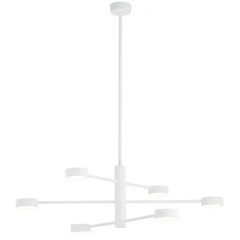 Biała lampa wisząca z rozległymi ramionami i płaskimi reflektorami Nowodvorski 7942 Orbit VI 6xGX53 84cm x 85cm