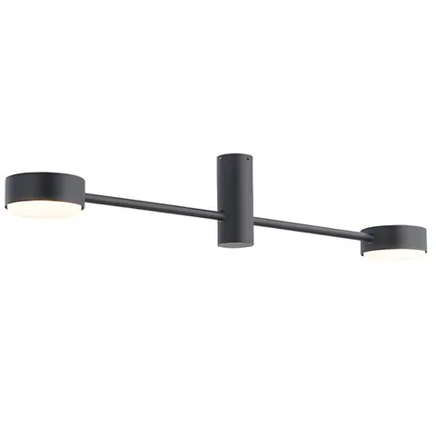 Czarna lampa sufitowa z dwoma okrągłymi reflektorami na długim ramieniu Nowodvorski 7943 Orbit 2xGX53 68cm