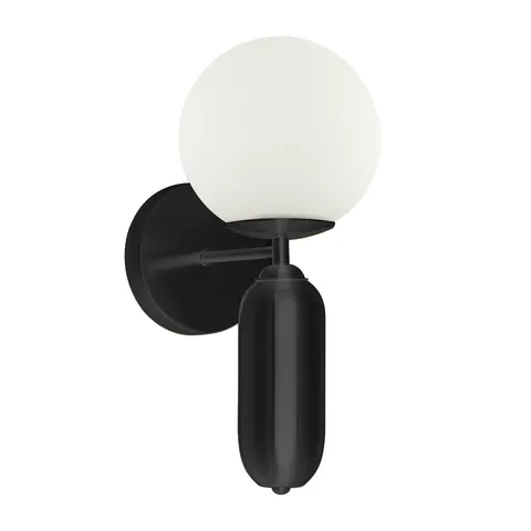 Kinkiet ALDEVA 1xE27 czarny Kula biała Italux WL-02340-1-BK