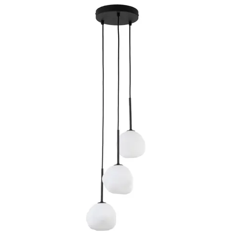Lampa wisząca MISTY 3 czarna, białe klosze