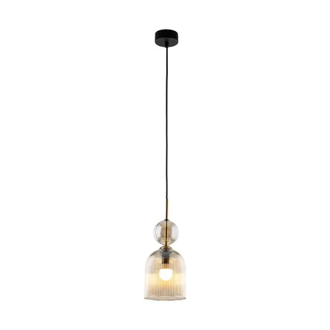 Lampa sufitowa SOPHIA 1xE14 czarna klosz koniakowy ryflowany TK Lighting 11039