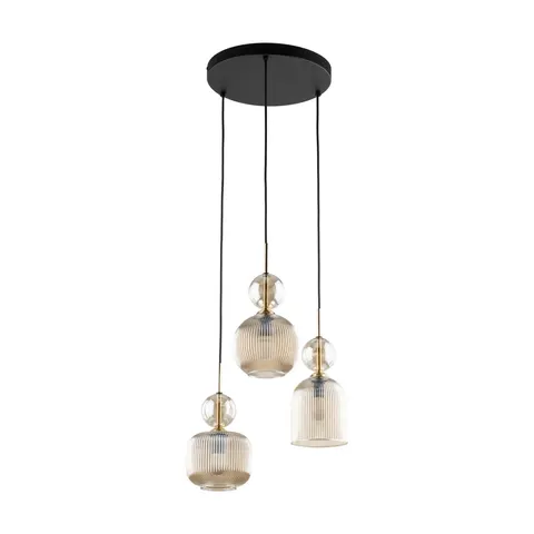 Lampa sufitowa SOPHIA 3xE14 Cognac wisząca czarna KaskadaTK Lighting 11041