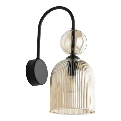 Kinkiet SOPHIA 1xE14 czarny klosz koniakowy ryflowany TK Lightintg 11140