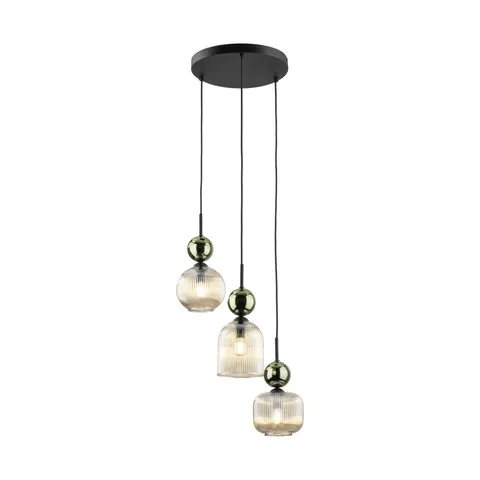 Lampa sufitowa SOPHIA 3xE14 Cognac wisząca zielona Kaskada 11148
