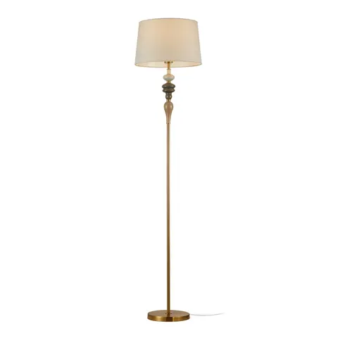 Lampa podłogowa MOREN 1xE27 157cm antyczny brąz abażur morelowy Italux FL-84678A-AB