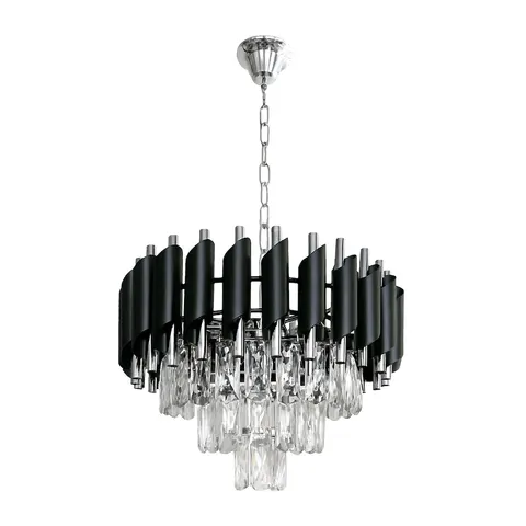 Żyrandol CRISTAL 5xE14 chrom czarny kryształowy wiszący Milagro ML2519