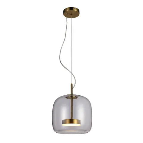 Lampa sufitowa CASTE 10W LED złota dymiony klosz 850Lm 3000K Italux PND-17760A-BRSS-SG