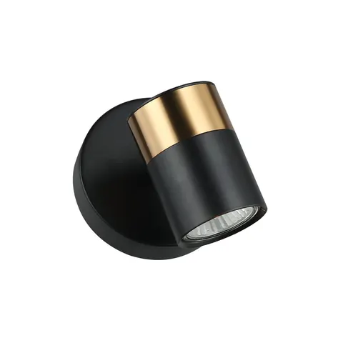 Kinkiet ELICE 1xGU10 czarny mosiądz Tuba Italux WL-58892-1-BK-BRO