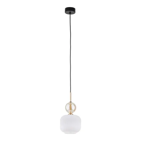 Lampa wisząca glamour do salonu nad stolik kawowy, biały klosz SOPHIA COGNAC WHITE 1xE14 - 11589