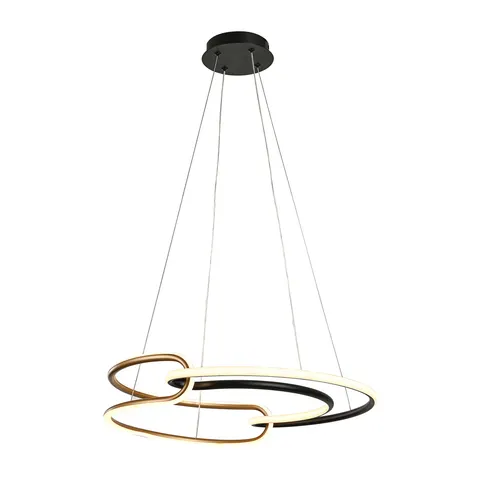Lampa sufitowa CASAR 40W LED czarna złota do salonu wisząca CCT Italux PND-24002-BK-GD