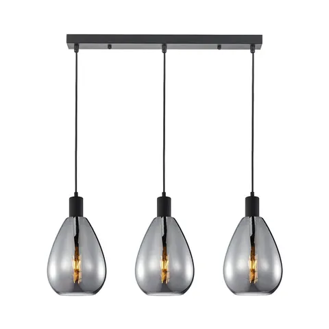 Lampa sufitowa ZULO 3xE27 czarny dymiony klosz Italux wisząca PND-27812-3-BK-SG