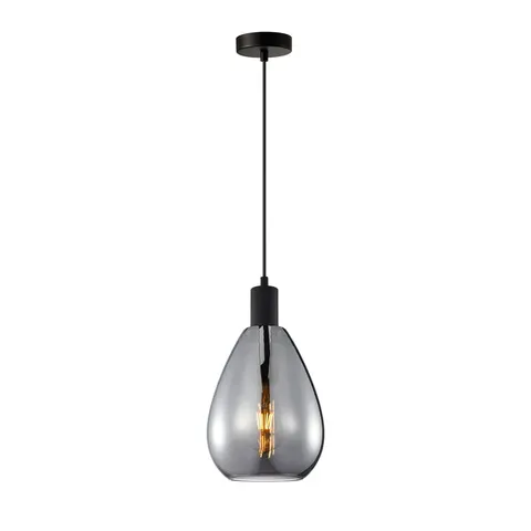Lampa sufitowa ZULO 1xE27 czarny dymiony klosz Italux wiszaca PND-27812-BK-SG