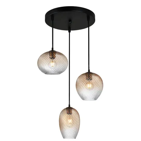 Lampa sufitowa wisząca trzypunktowa ALIAS 3 bursztynowa czarna