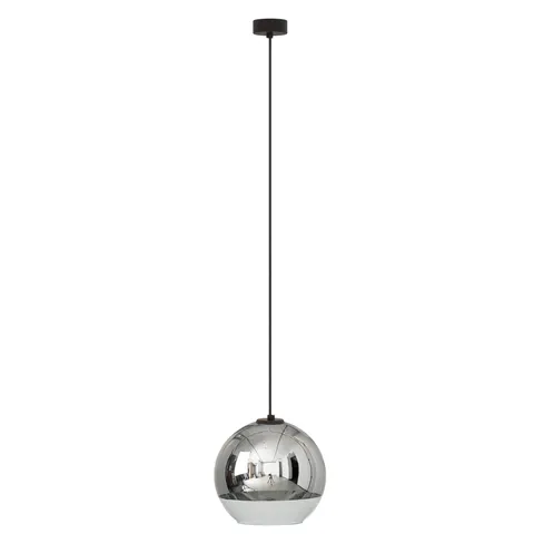 Lampa wisząca częściowo chromowana lustrzana kula na czarnej lince Nowodvorski 7606 Globe Plus M 25cm x 150cm
