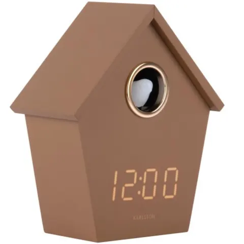 Zegar stołowy cyfrowy alarm z ptaszkiem RIQUEZA CUCKOO LED brązowy