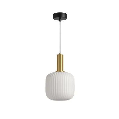 Lampa wisząca K-5871 FABIO M białe ryflowane klosze
