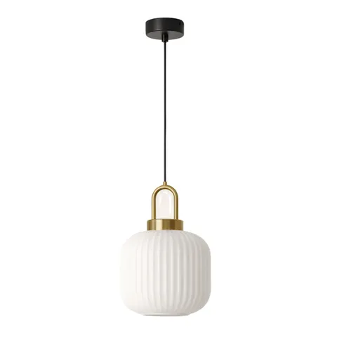 Lampa wisząca DIOP M K-5891 biały ryflowany klosz