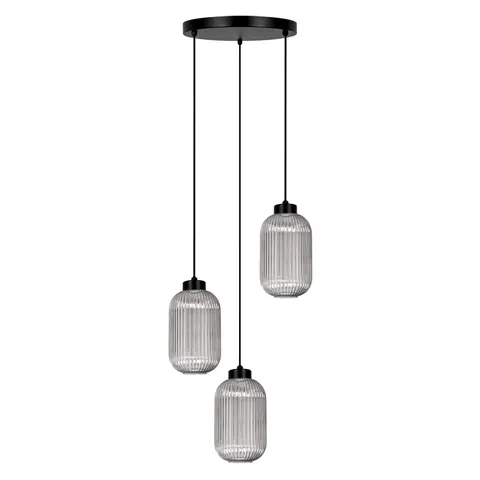 Lampa wisząca K-5755 SILVA 3 szare ryflowane klosze