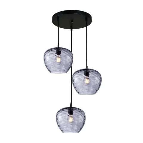 Lampa sufitowa BRESCO 3xE27 czarna dymiony klosz Italux PND-3033-3A-BK-SG
