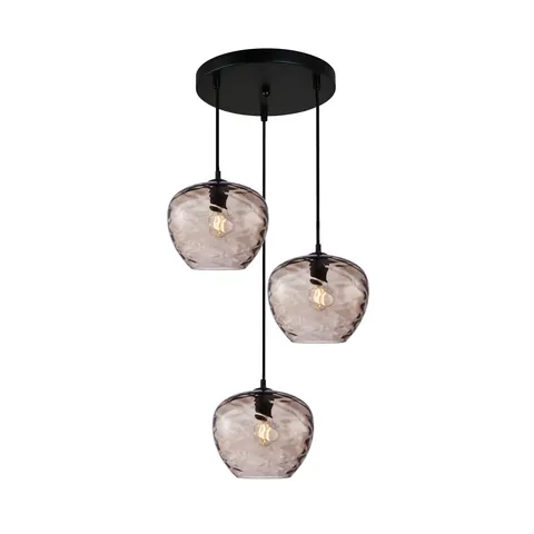 Lampa sufitowa BRESCO 3xE27 czarna brązowe klosze Italux PND-3033-3A-BK-CF