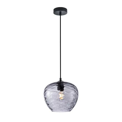 Lampa sufitowa BRESCO 1xE27 czarna dymiony klosz Italux PND-3033-1-BK-SG