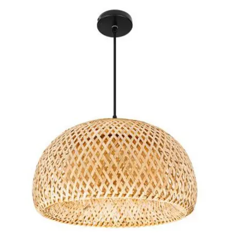 Lampa wisząca w stylu boho DENIS 38 cm brązowa bambusowa