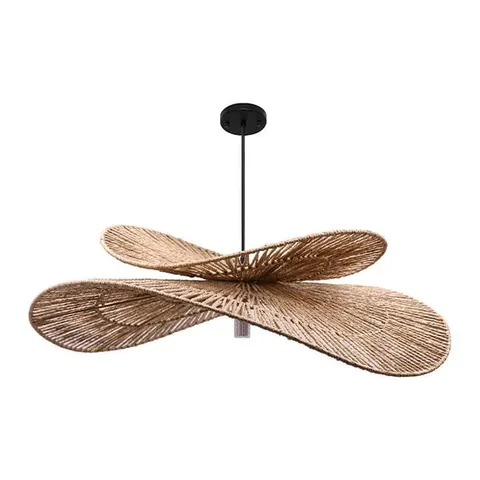 Lampa wisząca w stylu boho DENIS 38 cm brązowa bambusowa