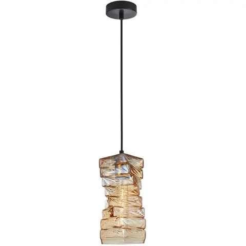 Lampa sufitowa wisząca ALTERA szklana bursztynowa